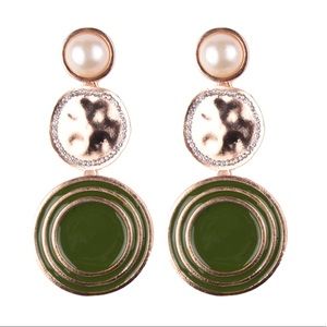 Olive Pearl Enchanted Drop Earrings New RJ